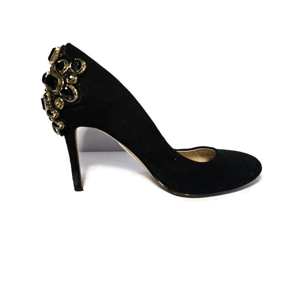 Louise et Cie Black Crystal Heels Stiletto Pumps Round Toe Sz 8.5 - Picture 14 of 16